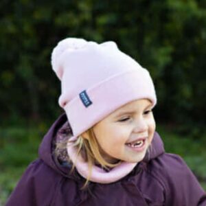 różowa czapka zimowa dziecięca z wełny merino